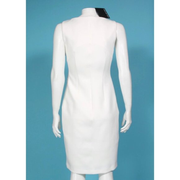 New H HALSTON White Womens Sleeveless Open Neckline Scuba Dress sz 2 NWT /218 - Picture 8 of 11